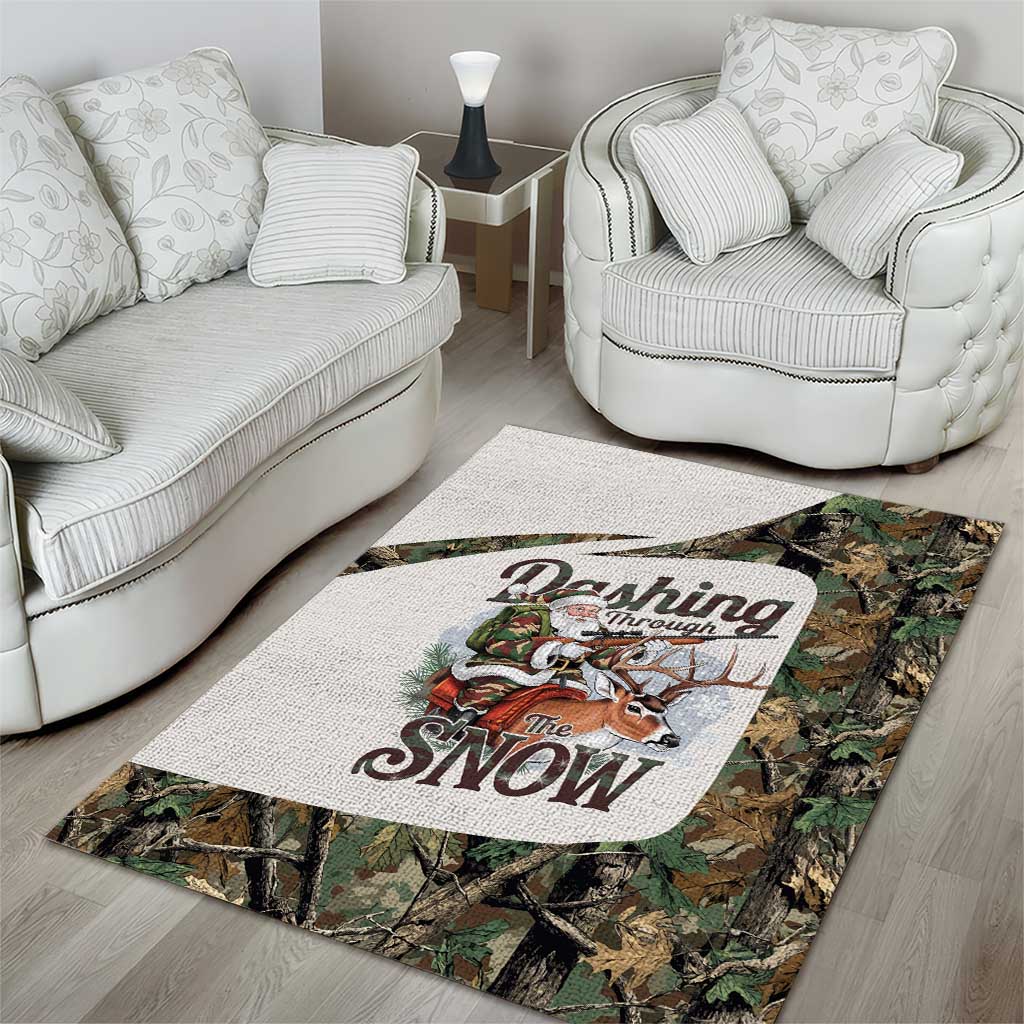 Santa Deer Hunting Christmas Area Rug Hunting Camouflage Patterns - Wonder Print Shop
