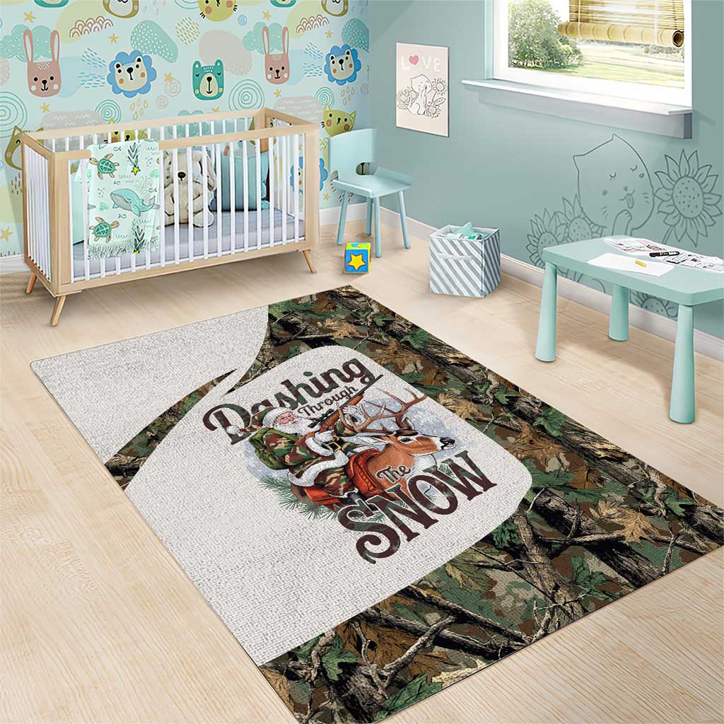 Santa Deer Hunting Christmas Area Rug Hunting Camouflage Patterns - Wonder Print Shop
