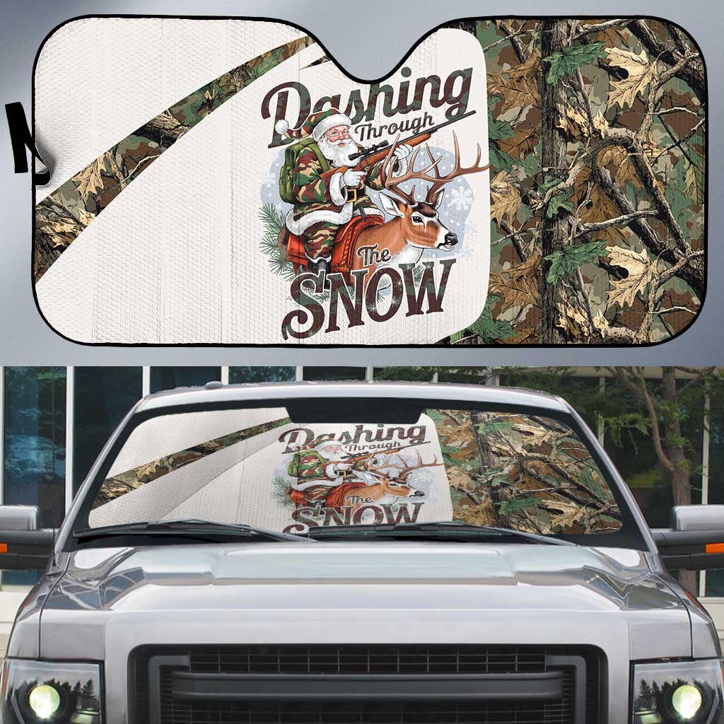 Santa Deer Hunting Christmas Auto Sun Shade Hunting Camouflage Patterns - Wonder Print Shop