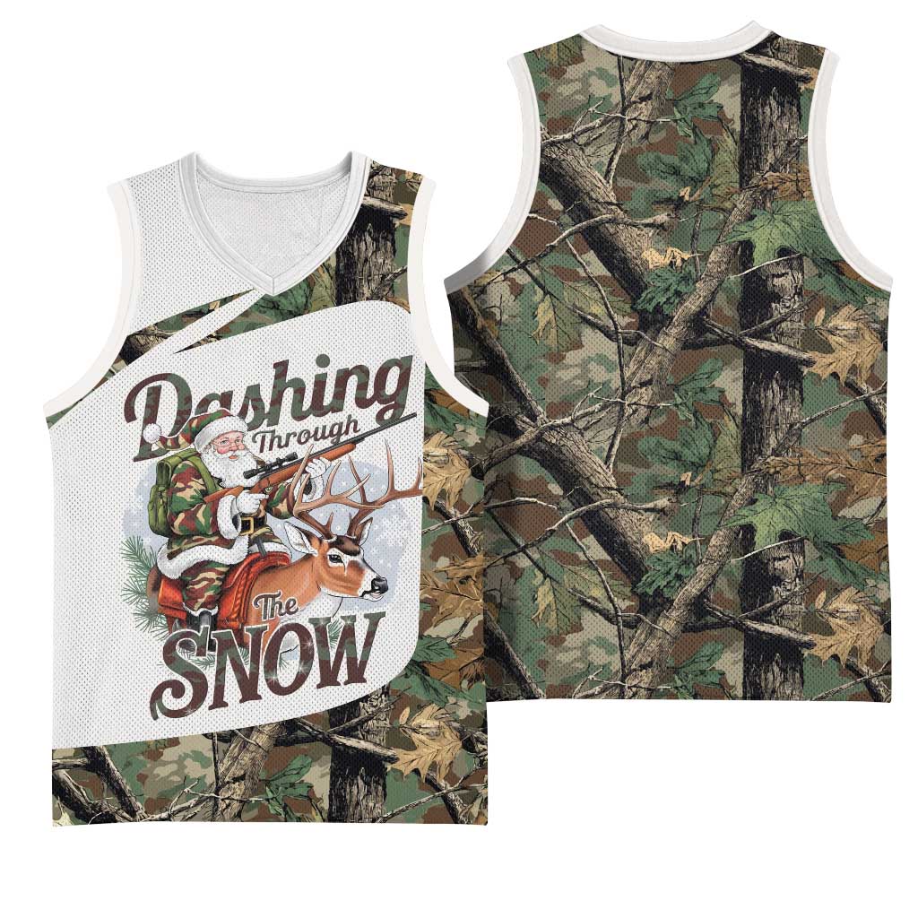 Santa Deer Hunting Christmas Basketball Jersey Hunting Camouflage Patterns - Wonder Print Shop