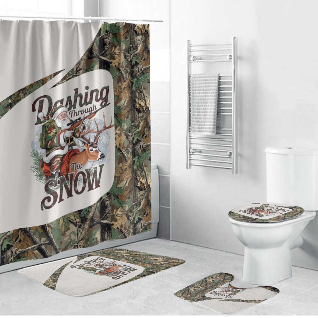 Santa Deer Hunting Christmas Bathroom Set Hunting Camouflage Patterns - Wonder Print Shop