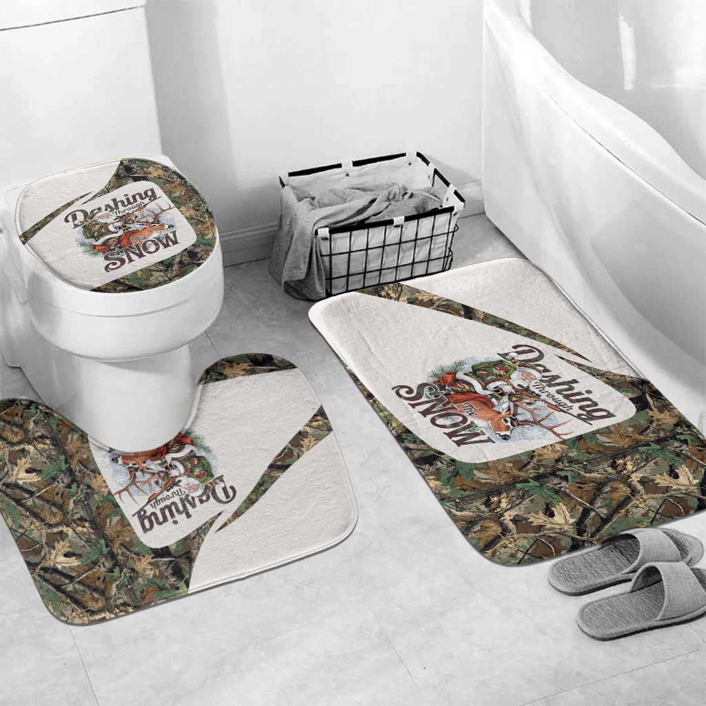 Santa Deer Hunting Christmas Bathroom Set Hunting Camouflage Patterns - Wonder Print Shop