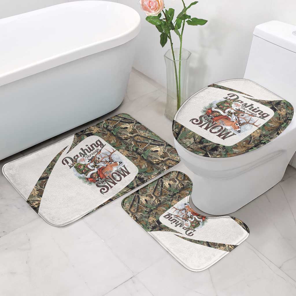 Santa Deer Hunting Christmas Bathroom Set Hunting Camouflage Patterns - Wonder Print Shop