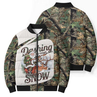 Santa Deer Hunting Christmas Bomber Puffer Jacket Hunting Camouflage Patterns - Wonder Print Shop