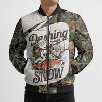 Santa Deer Hunting Christmas Bomber Puffer Jacket Hunting Camouflage Patterns - Wonder Print Shop