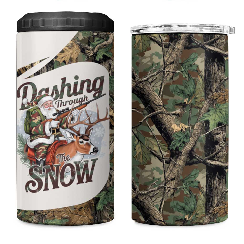 Santa Deer Hunting Christmas 4 in 1 Can Cooler Tumbler Hunting Camouflage Patterns - Wonder Print Shop