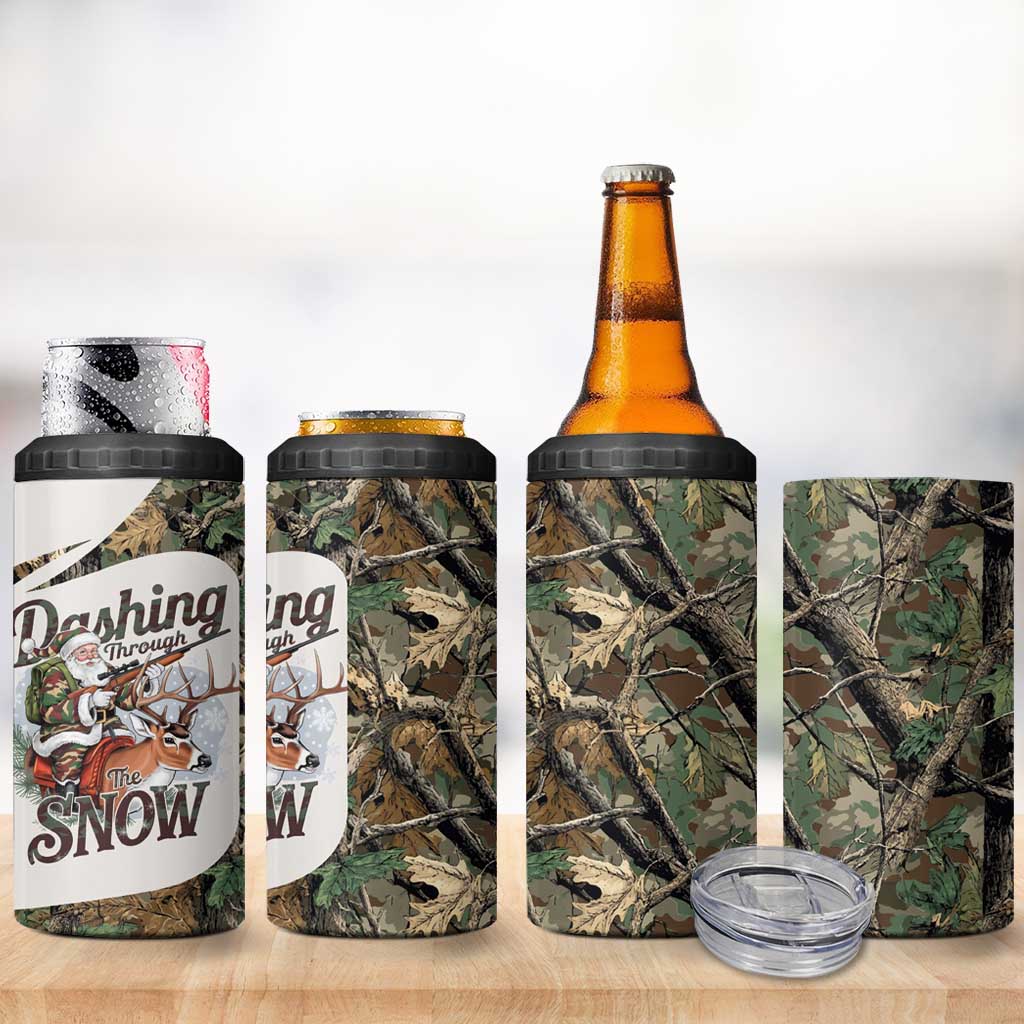 Santa Deer Hunting Christmas 4 in 1 Can Cooler Tumbler Hunting Camouflage Patterns - Wonder Print Shop
