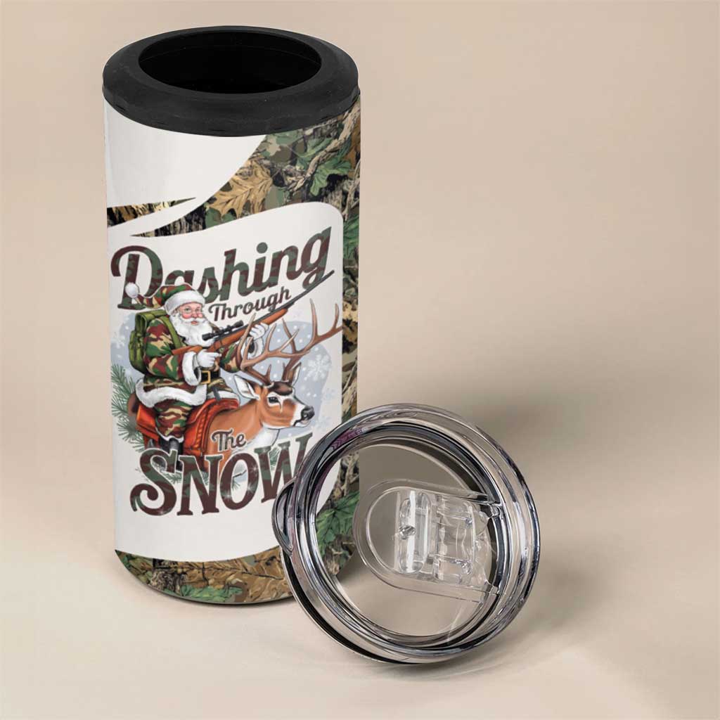 Santa Deer Hunting Christmas 4 in 1 Can Cooler Tumbler Hunting Camouflage Patterns - Wonder Print Shop