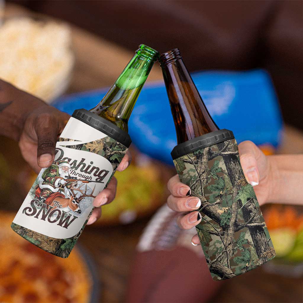 Santa Deer Hunting Christmas 4 in 1 Can Cooler Tumbler Hunting Camouflage Patterns - Wonder Print Shop