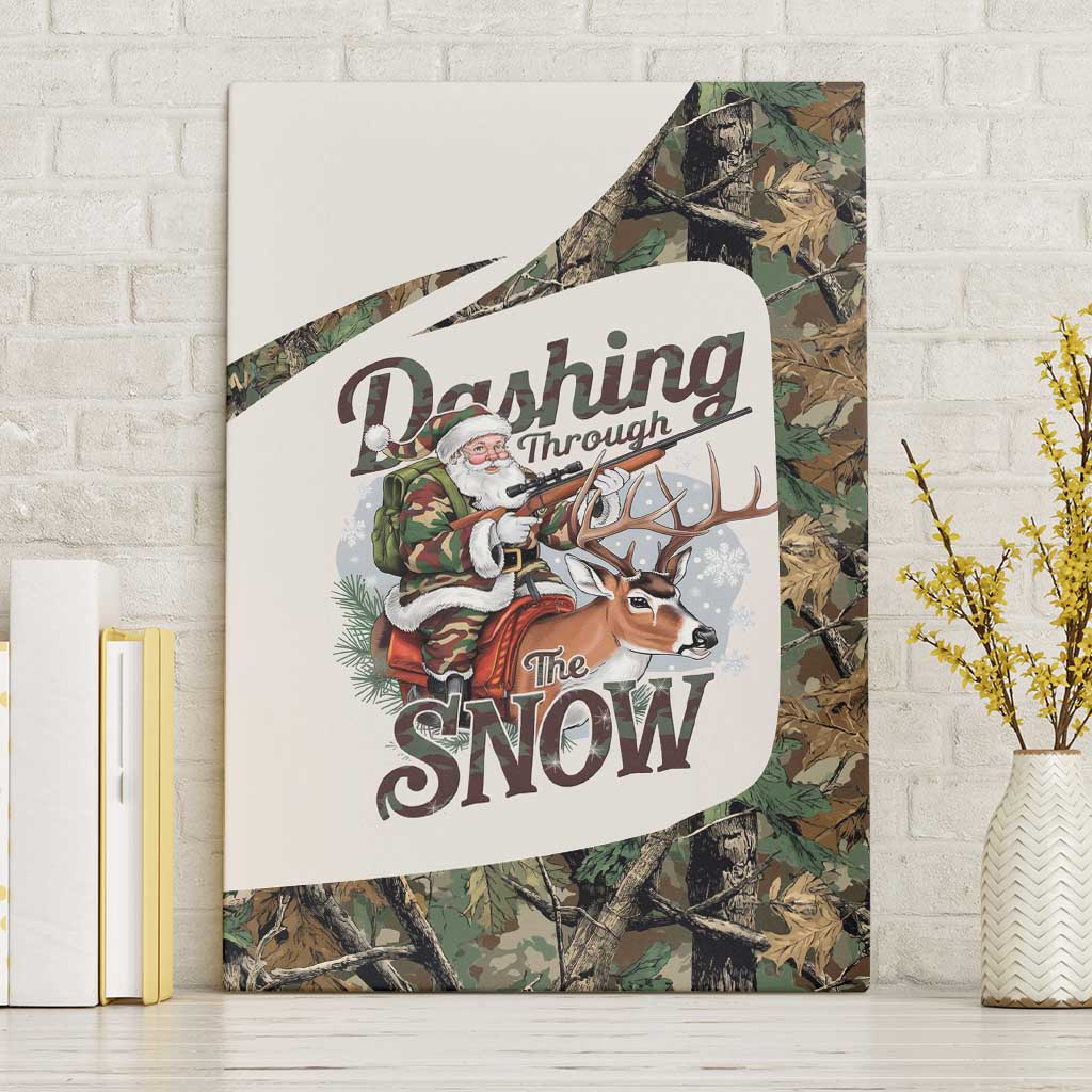 Santa Deer Hunting Christmas Canvas Wall Art Hunting Camouflage Patterns - Wonder Print Shop