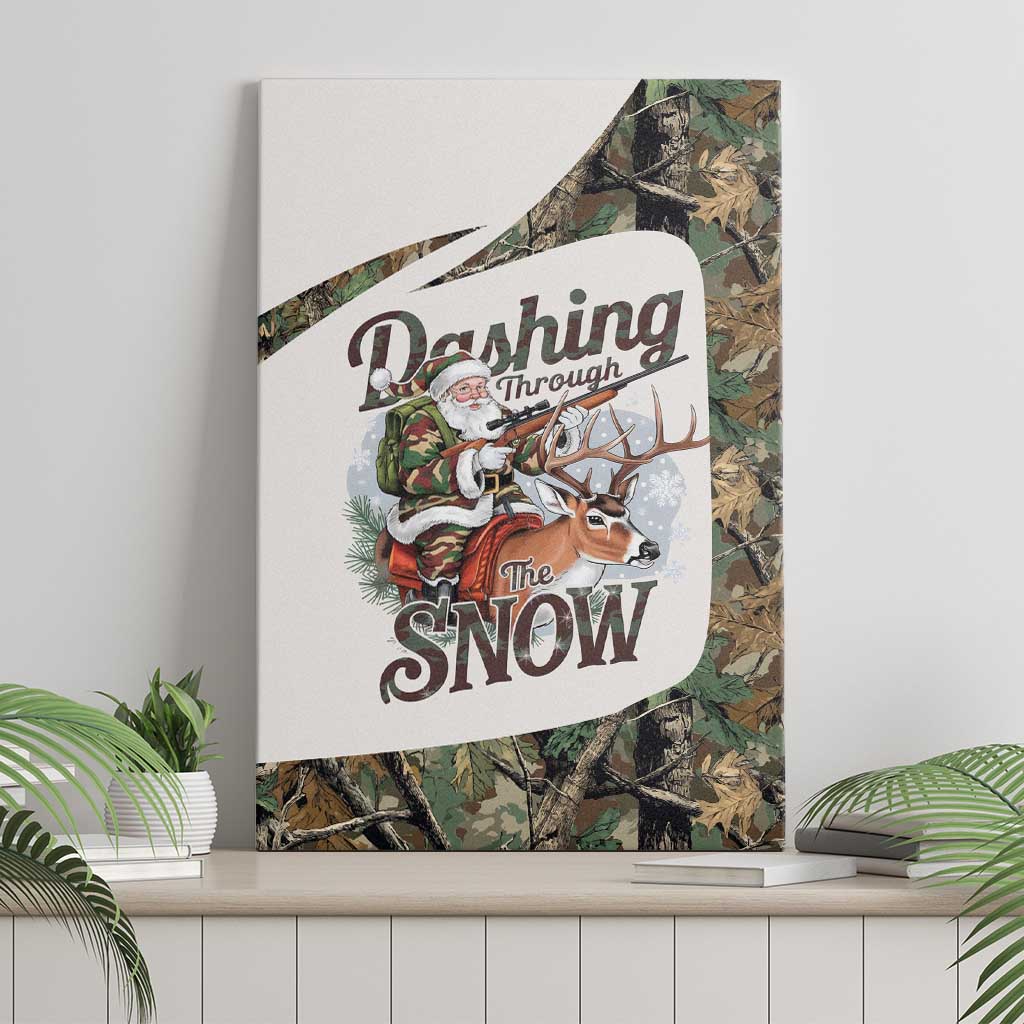 Santa Deer Hunting Christmas Canvas Wall Art Hunting Camouflage Patterns - Wonder Print Shop