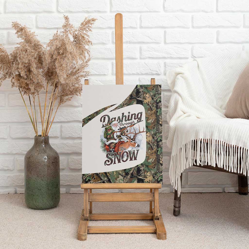 Santa Deer Hunting Christmas Canvas Wall Art Hunting Camouflage Patterns - Wonder Print Shop