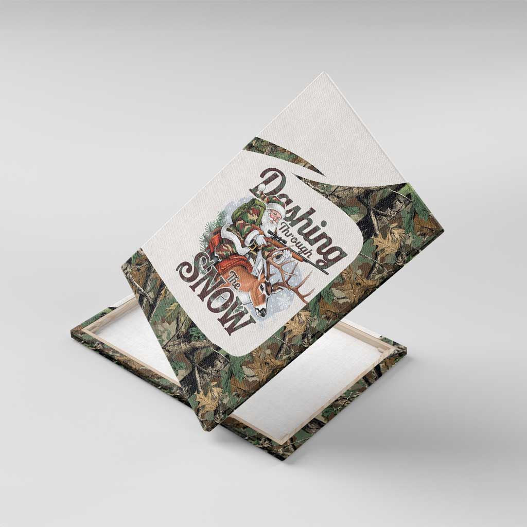 Santa Deer Hunting Christmas Canvas Wall Art Hunting Camouflage Patterns - Wonder Print Shop