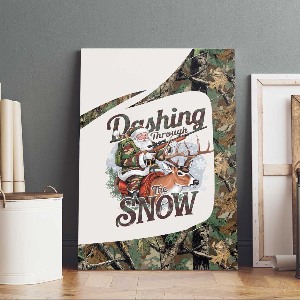 Santa Deer Hunting Christmas Canvas Wall Art Hunting Camouflage Patterns - Wonder Print Shop