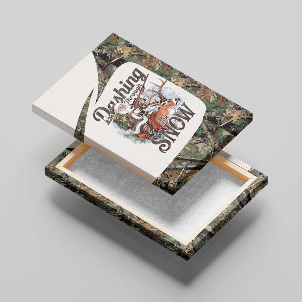Santa Deer Hunting Christmas Canvas Wall Art Hunting Camouflage Patterns - Wonder Print Shop