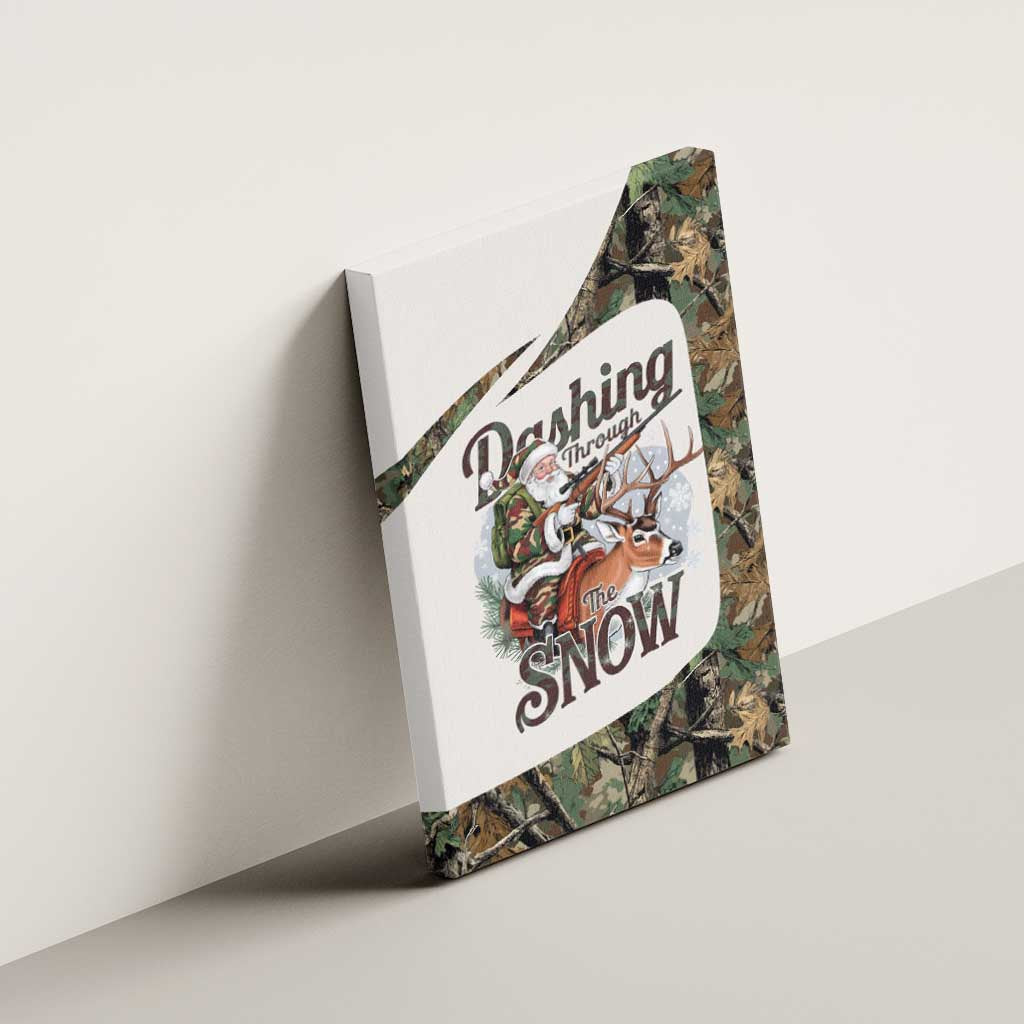 Santa Deer Hunting Christmas Canvas Wall Art Hunting Camouflage Patterns - Wonder Print Shop