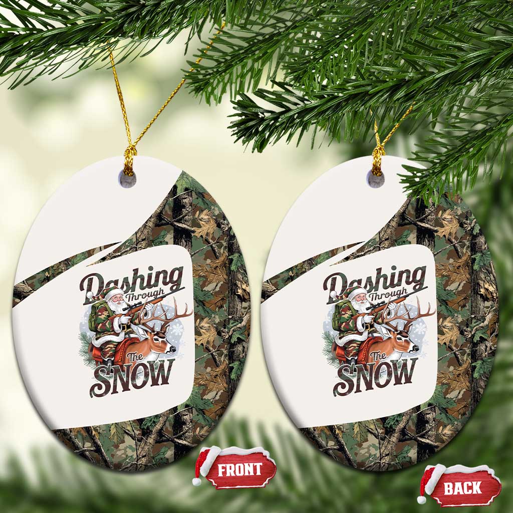 Santa Deer Hunting Christmas Ceramic Ornament Hunting Camouflage Patterns - Wonder Print Shop