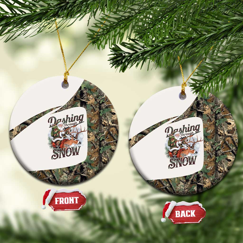 Santa Deer Hunting Christmas Ceramic Ornament Hunting Camouflage Patterns - Wonder Print Shop