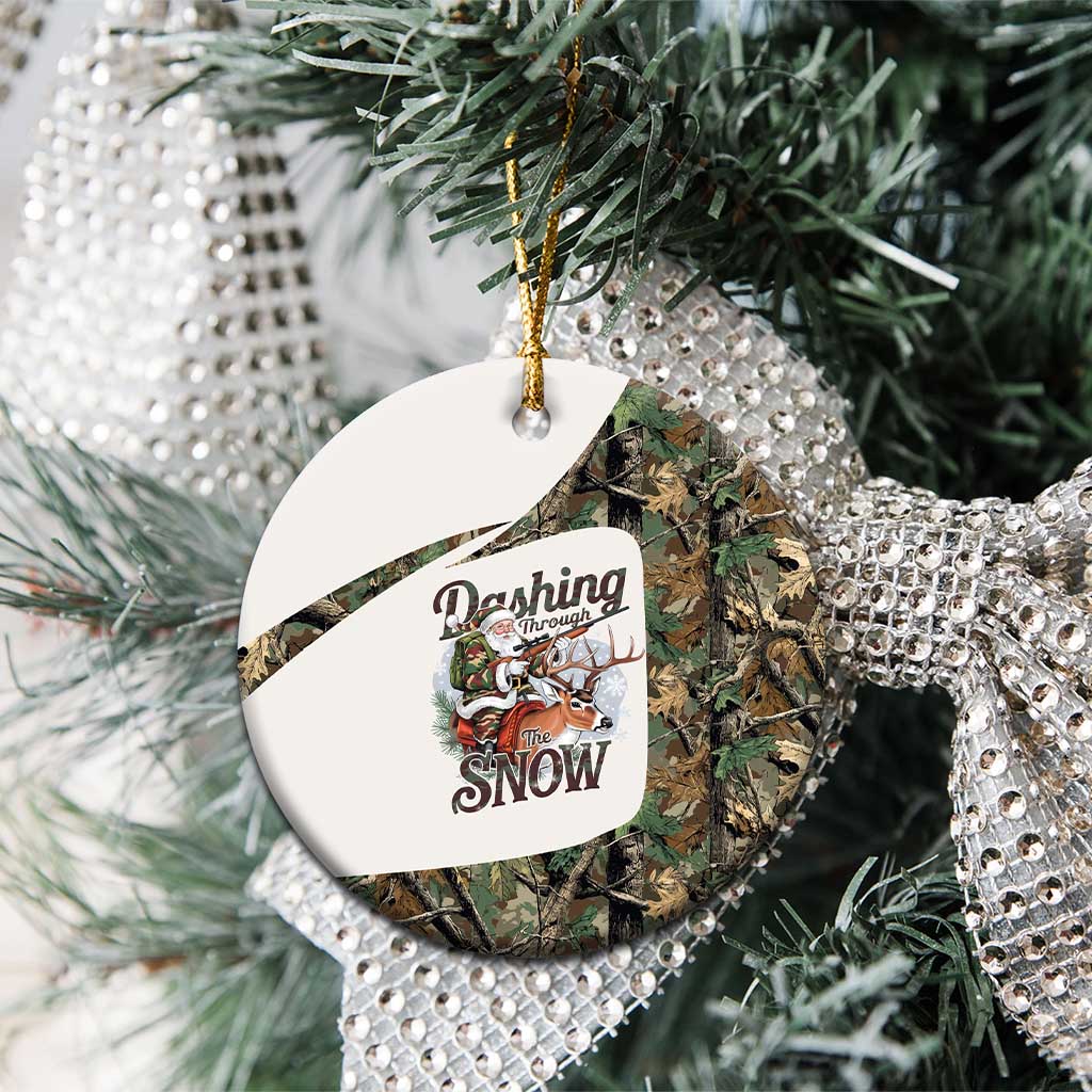 Santa Deer Hunting Christmas Ceramic Ornament Hunting Camouflage Patterns - Wonder Print Shop