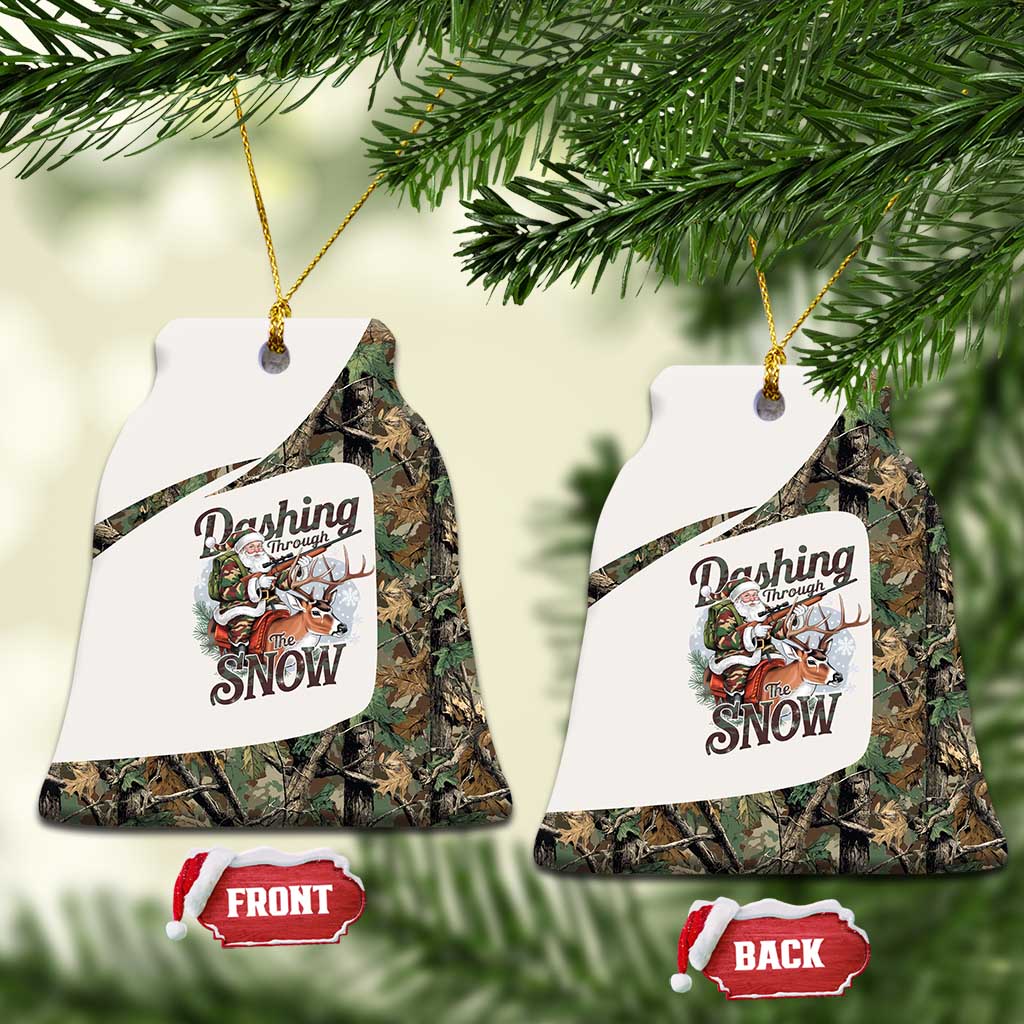 Santa Deer Hunting Christmas Ceramic Ornament Hunting Camouflage Patterns - Wonder Print Shop