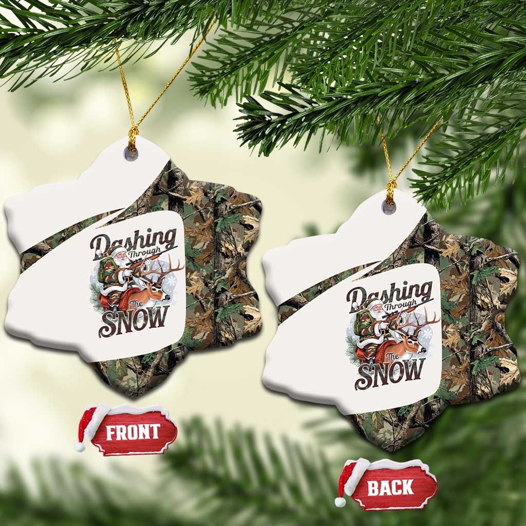 Santa Deer Hunting Christmas Ceramic Ornament Hunting Camouflage Patterns - Wonder Print Shop