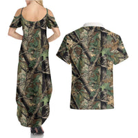 Santa Deer Hunting Christmas Couples Matching Summer Maxi Dress and Hawaiian Shirt Hunting Camouflage Patterns - Wonder Print Shop