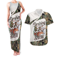 Santa Deer Hunting Christmas Couples Matching Tank Maxi Dress and Hawaiian Shirt Hunting Camouflage Patterns - Wonder Print Shop