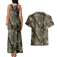 Santa Deer Hunting Christmas Couples Matching Tank Maxi Dress and Hawaiian Shirt Hunting Camouflage Patterns - Wonder Print Shop