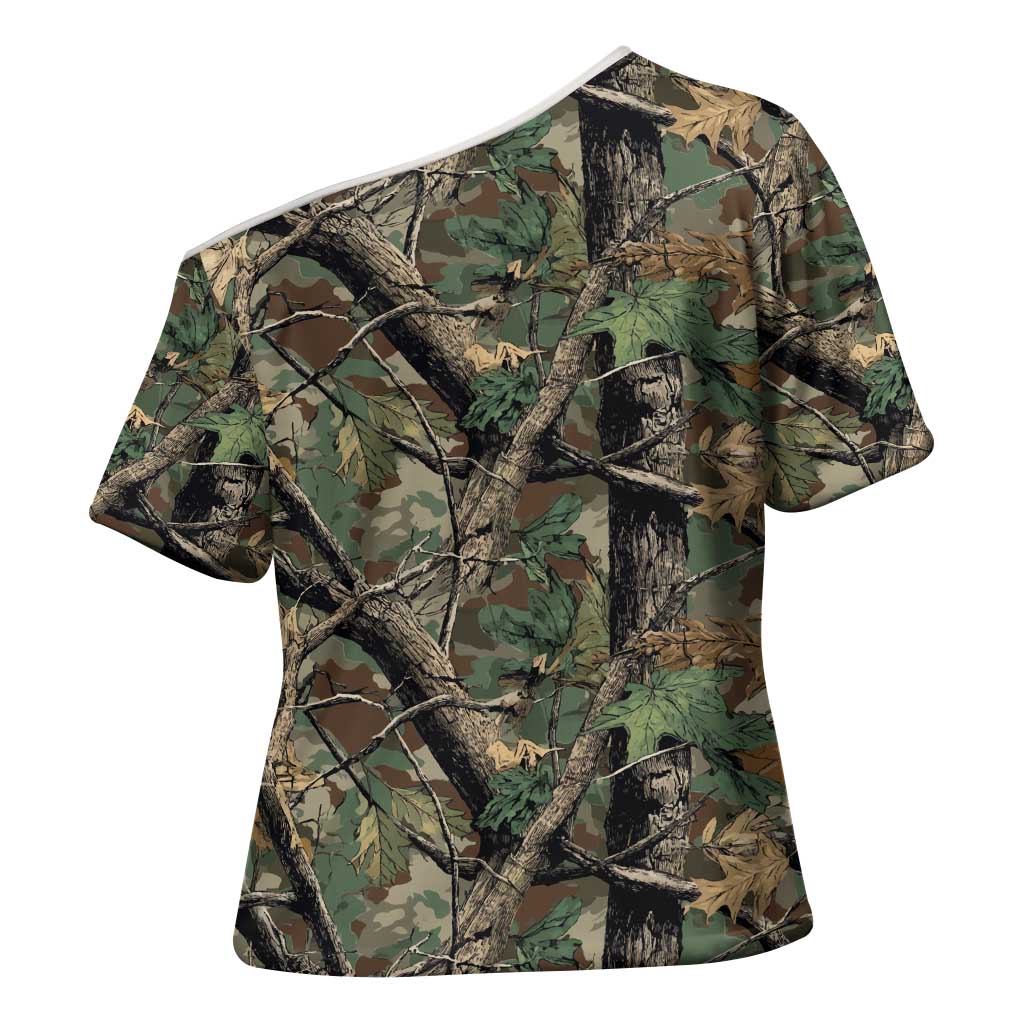 Santa Deer Hunting Christmas Cross Shoulder Shirt Hunting Camouflage Patterns - Wonder Print Shop