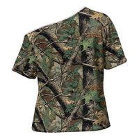 Santa Deer Hunting Christmas Cross Shoulder Shirt Hunting Camouflage Patterns - Wonder Print Shop