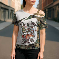 Santa Deer Hunting Christmas Cross Shoulder Shirt Hunting Camouflage Patterns - Wonder Print Shop