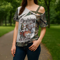 Santa Deer Hunting Christmas Cross Shoulder Shirt Hunting Camouflage Patterns - Wonder Print Shop