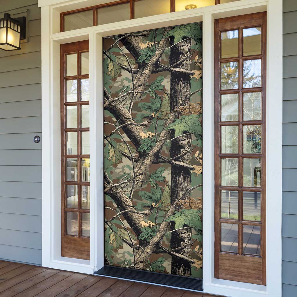 Santa Deer Hunting Christmas Door Cover Hunting Camouflage Patterns - Wonder Print Shop