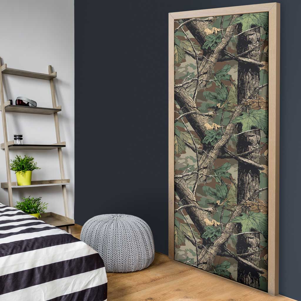 Santa Deer Hunting Christmas Door Cover Hunting Camouflage Patterns - Wonder Print Shop