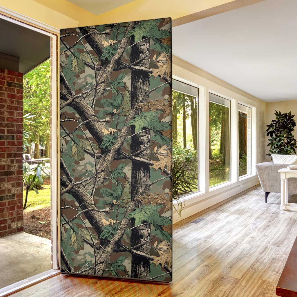 Santa Deer Hunting Christmas Door Cover Hunting Camouflage Patterns - Wonder Print Shop