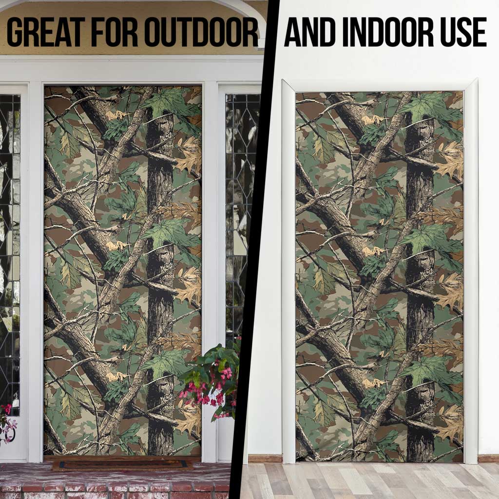 Santa Deer Hunting Christmas Door Cover Hunting Camouflage Patterns - Wonder Print Shop