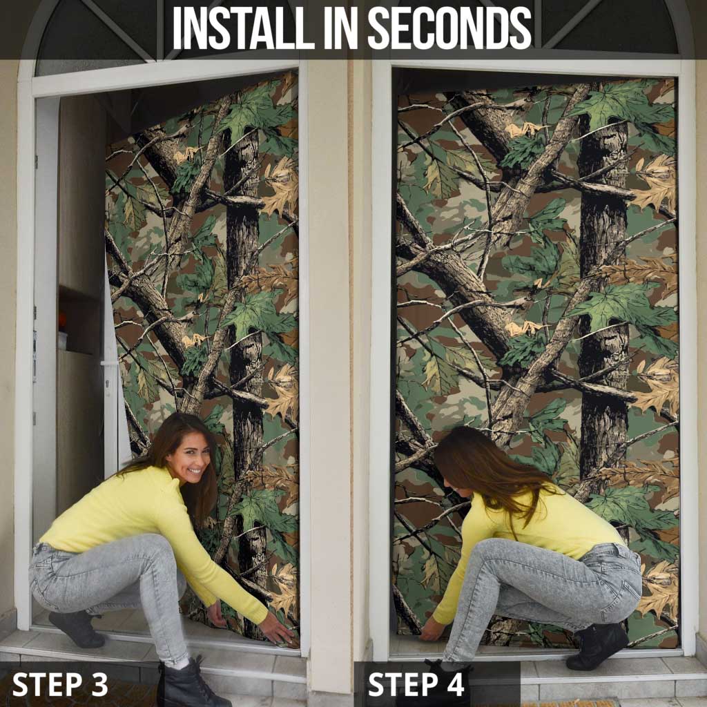 Santa Deer Hunting Christmas Door Cover Hunting Camouflage Patterns - Wonder Print Shop