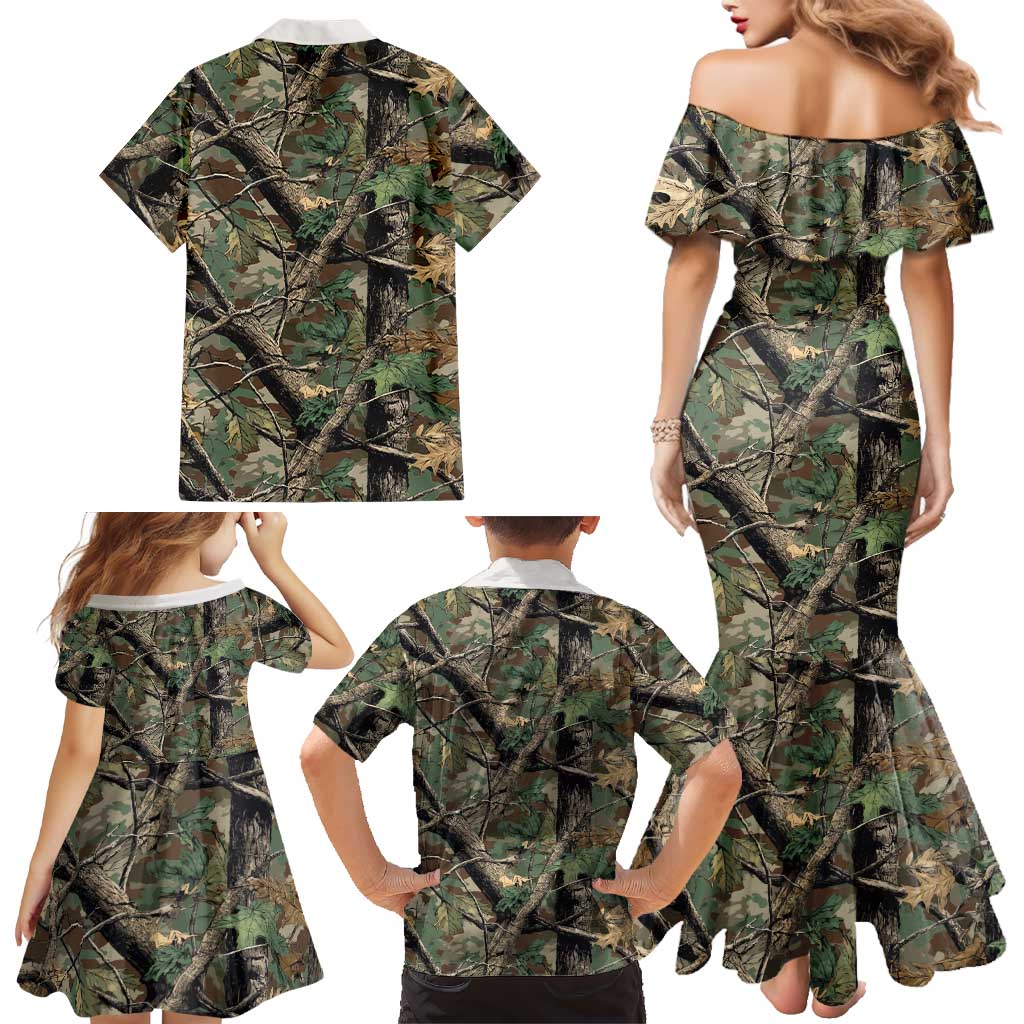 Santa Deer Hunting Christmas Family Matching Mermaid Dress and Hawaiian Shirt Hunting Camouflage Patterns - Wonder Print Shop