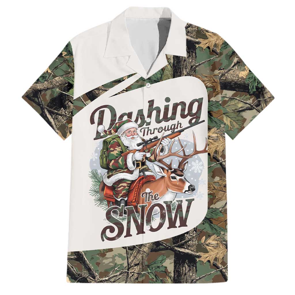 Santa Deer Hunting Christmas Family Matching Mermaid Dress and Hawaiian Shirt Hunting Camouflage Patterns - Wonder Print Shop