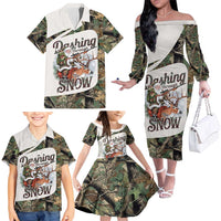 Santa Deer Hunting Christmas Family Matching Off The Shoulder Long Sleeve Dress and Hawaiian Shirt Hunting Camouflage Patterns - Wonder Print Shop