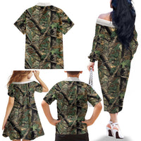 Santa Deer Hunting Christmas Family Matching Off The Shoulder Long Sleeve Dress and Hawaiian Shirt Hunting Camouflage Patterns - Wonder Print Shop