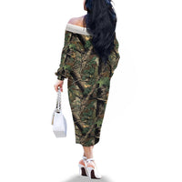 Santa Deer Hunting Christmas Family Matching Off The Shoulder Long Sleeve Dress and Hawaiian Shirt Hunting Camouflage Patterns - Wonder Print Shop
