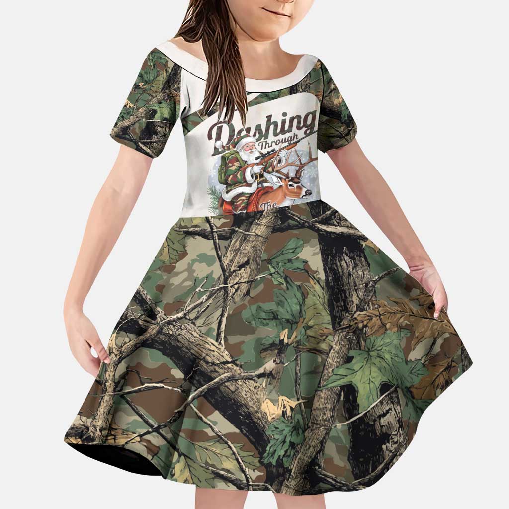 Santa Deer Hunting Christmas Family Matching Off Shoulder Maxi Dress and Hawaiian Shirt Hunting Camouflage Patterns - Wonder Print Shop