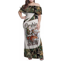 Santa Deer Hunting Christmas Family Matching Off Shoulder Maxi Dress and Hawaiian Shirt Hunting Camouflage Patterns - Wonder Print Shop