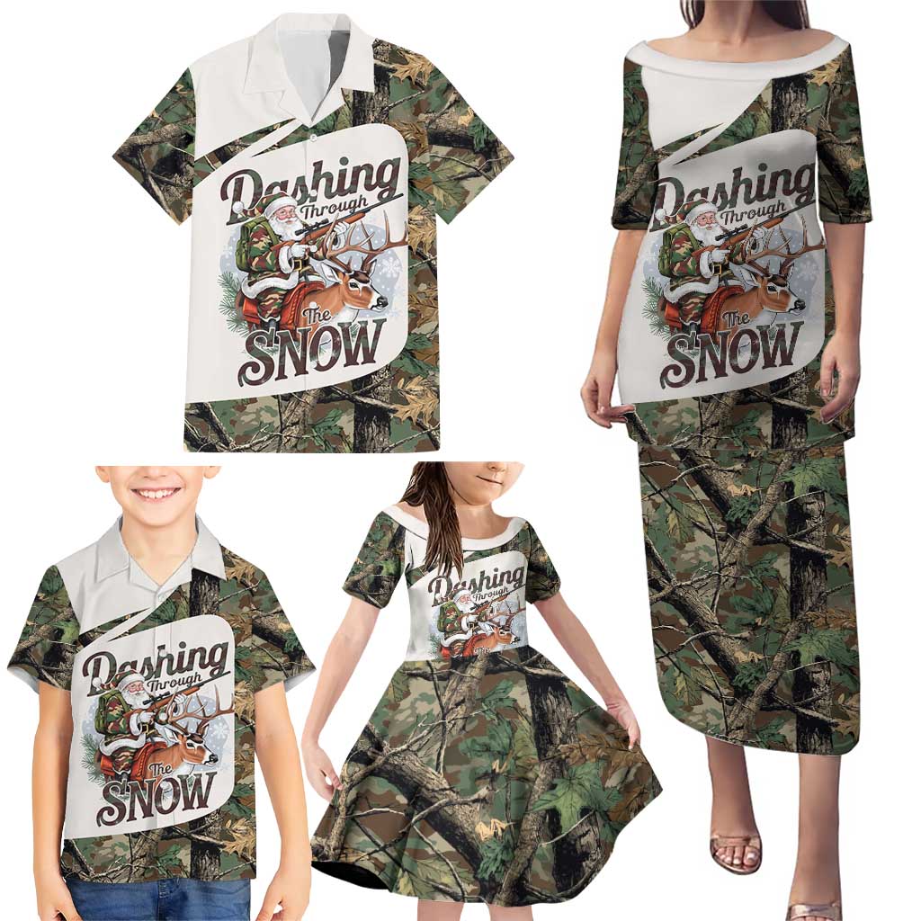 Santa Deer Hunting Christmas Family Matching Puletasi and Hawaiian Shirt Hunting Camouflage Patterns - Wonder Print Shop