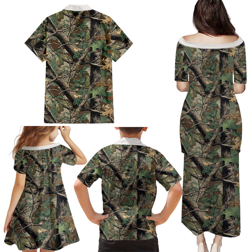 Santa Deer Hunting Christmas Family Matching Puletasi and Hawaiian Shirt Hunting Camouflage Patterns - Wonder Print Shop