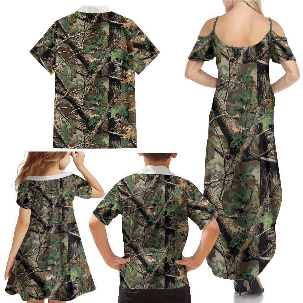 Santa Deer Hunting Christmas Family Matching Summer Maxi Dress and Hawaiian Shirt Hunting Camouflage Patterns - Wonder Print Shop