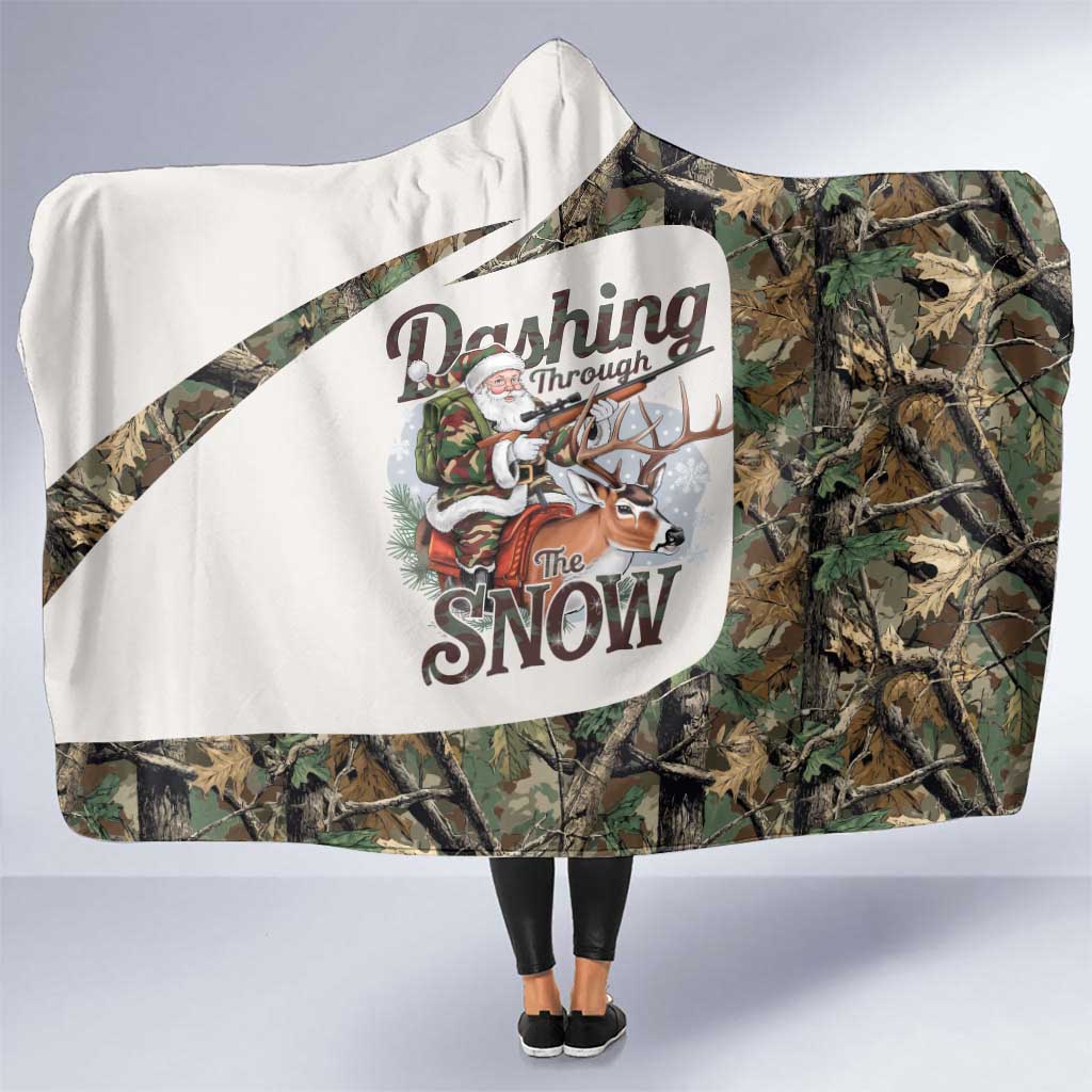 Santa Deer Hunting Christmas Hooded Blanket Hunting Camouflage Patterns - Wonder Print Shop