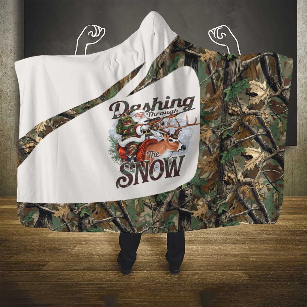 Santa Deer Hunting Christmas Hooded Blanket Hunting Camouflage Patterns - Wonder Print Shop