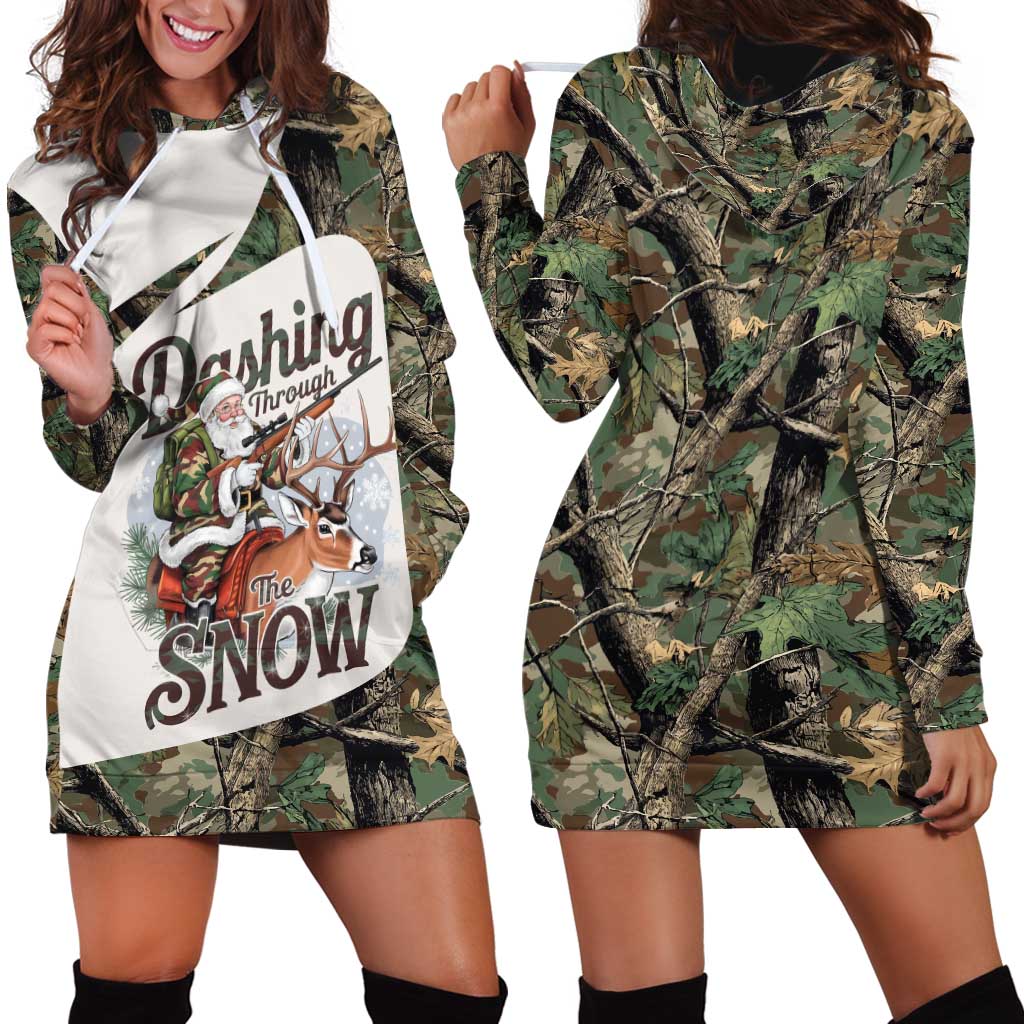 Santa Deer Hunting Christmas Hoodie Dress Hunting Camouflage Patterns - Wonder Print Shop
